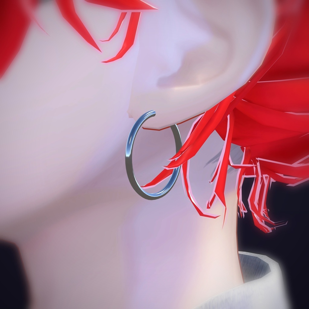 【VRChat向け】細フープ 20mm ― Thin Hoop Earring 20mm(13色 / Modular Avatar対応)