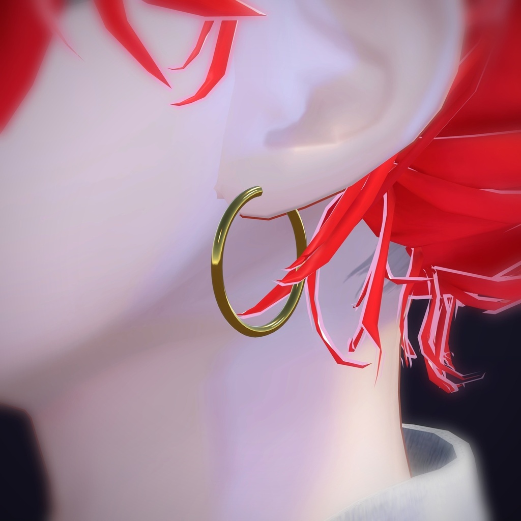 【VRChat向け】細フープ 20mm ― Thin Hoop Earring 20mm(13色 / Modular Avatar対応)