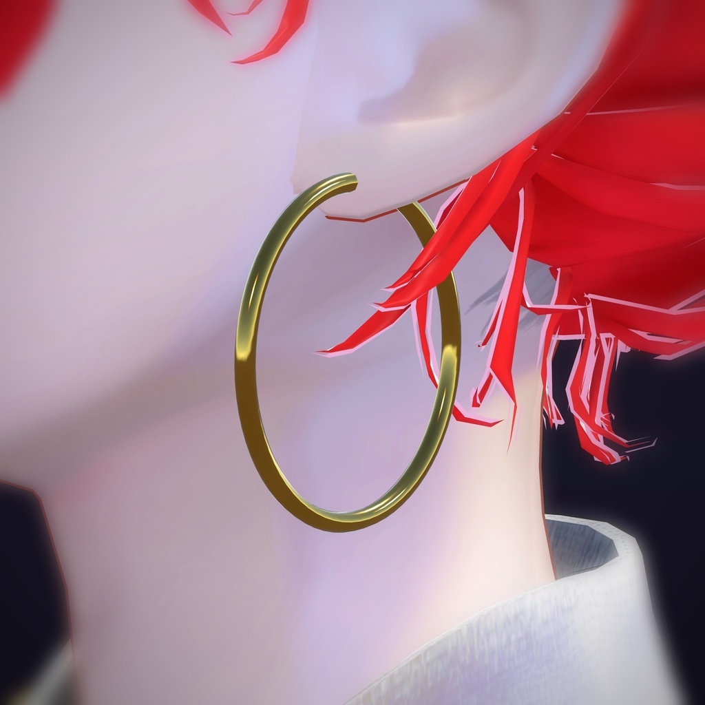 【VRChat向け】フープ 35mm ― Hoop Earring 35mm(13色 / Modular Avatar対応)