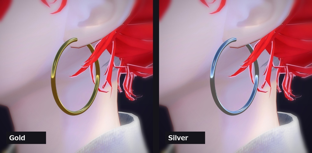 【VRChat向け】フープ 35mm ― Hoop Earring 35mm(13色 / Modular Avatar対応)