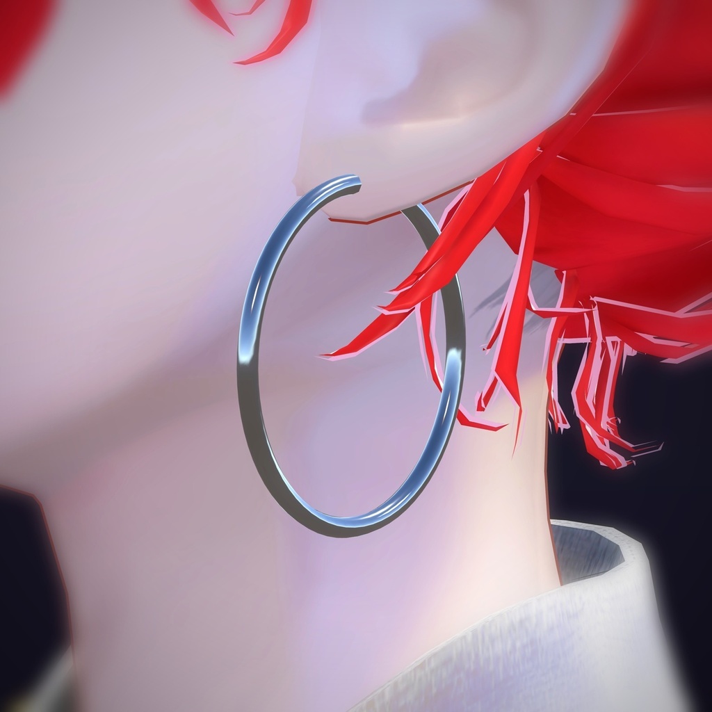【VRChat向け】フープ 35mm ― Hoop Earring 35mm(13色 / Modular Avatar対応)