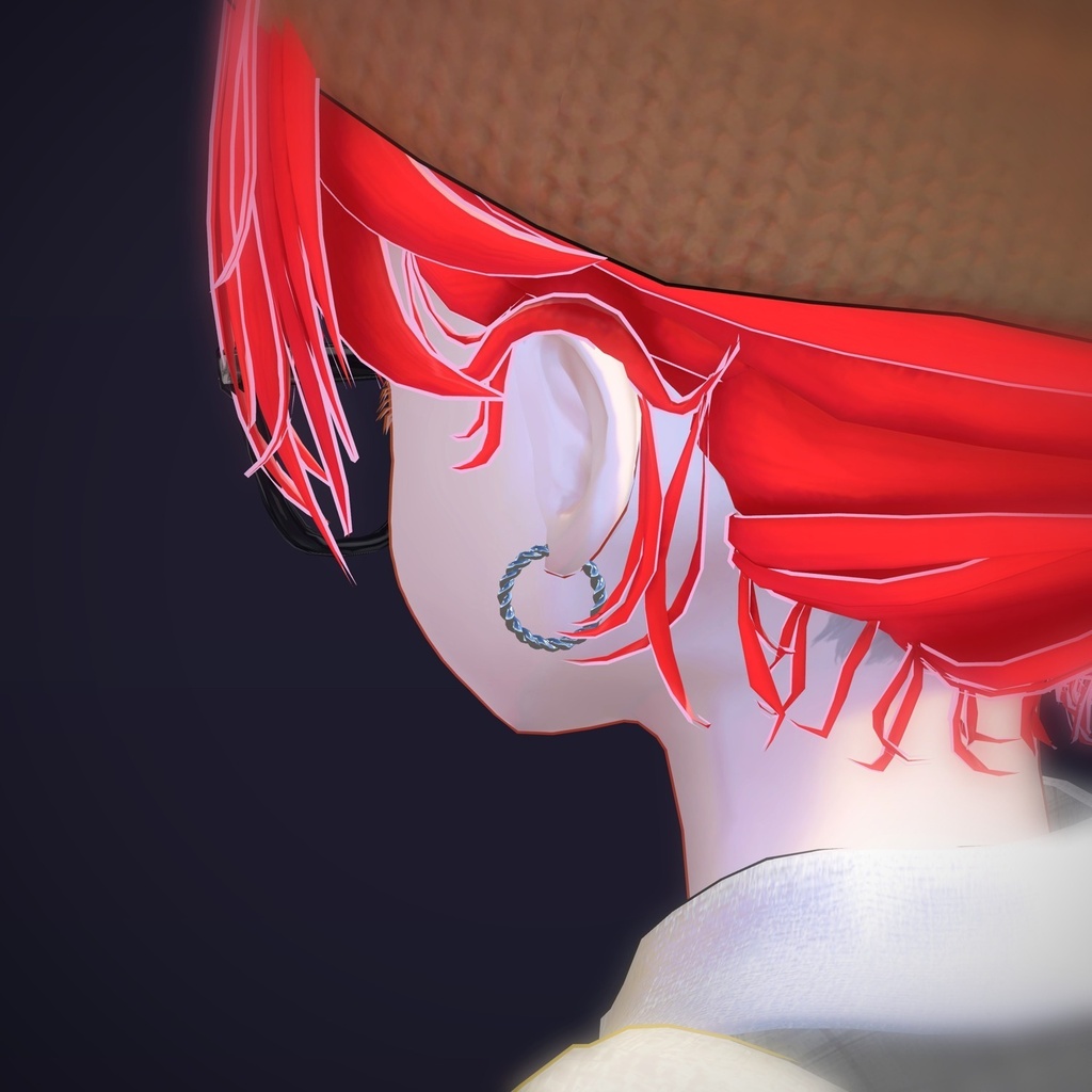 【VRChat向け】ツイストフープ ― Twist Hoop Earring(13色 / Modular Avatar対応)