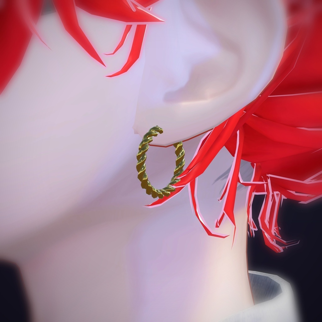 【VRChat向け】ツイストフープ ― Twist Hoop Earring(13色 / Modular Avatar対応)