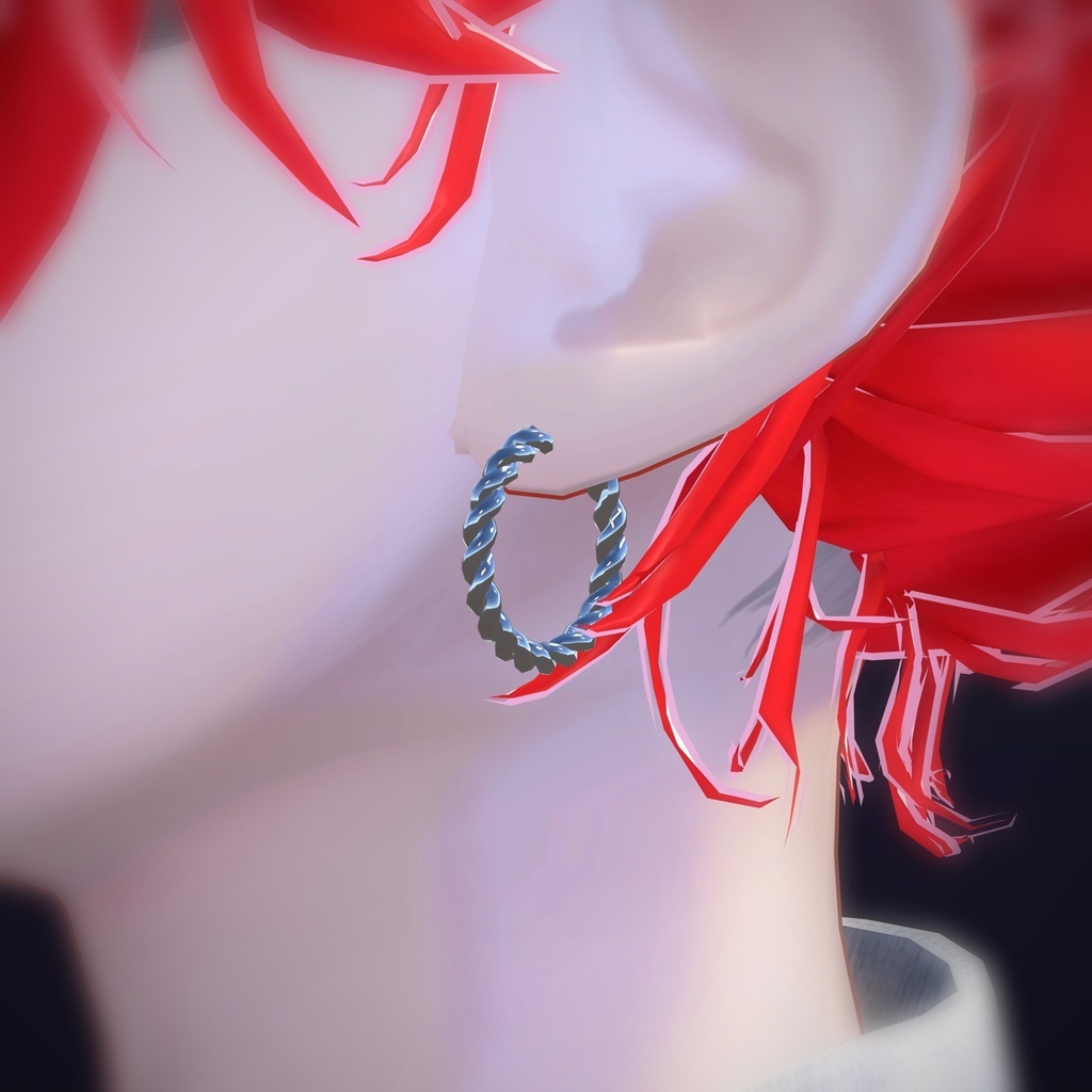 【VRChat向け】ツイストフープ ― Twist Hoop Earring(13色 / Modular Avatar対応)