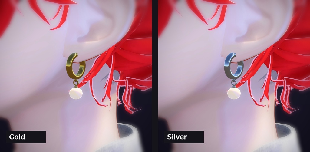 【VRChat向け】パール付きフギー ― Pearl Huggie Earring(13色 / Modular Avatar対応)