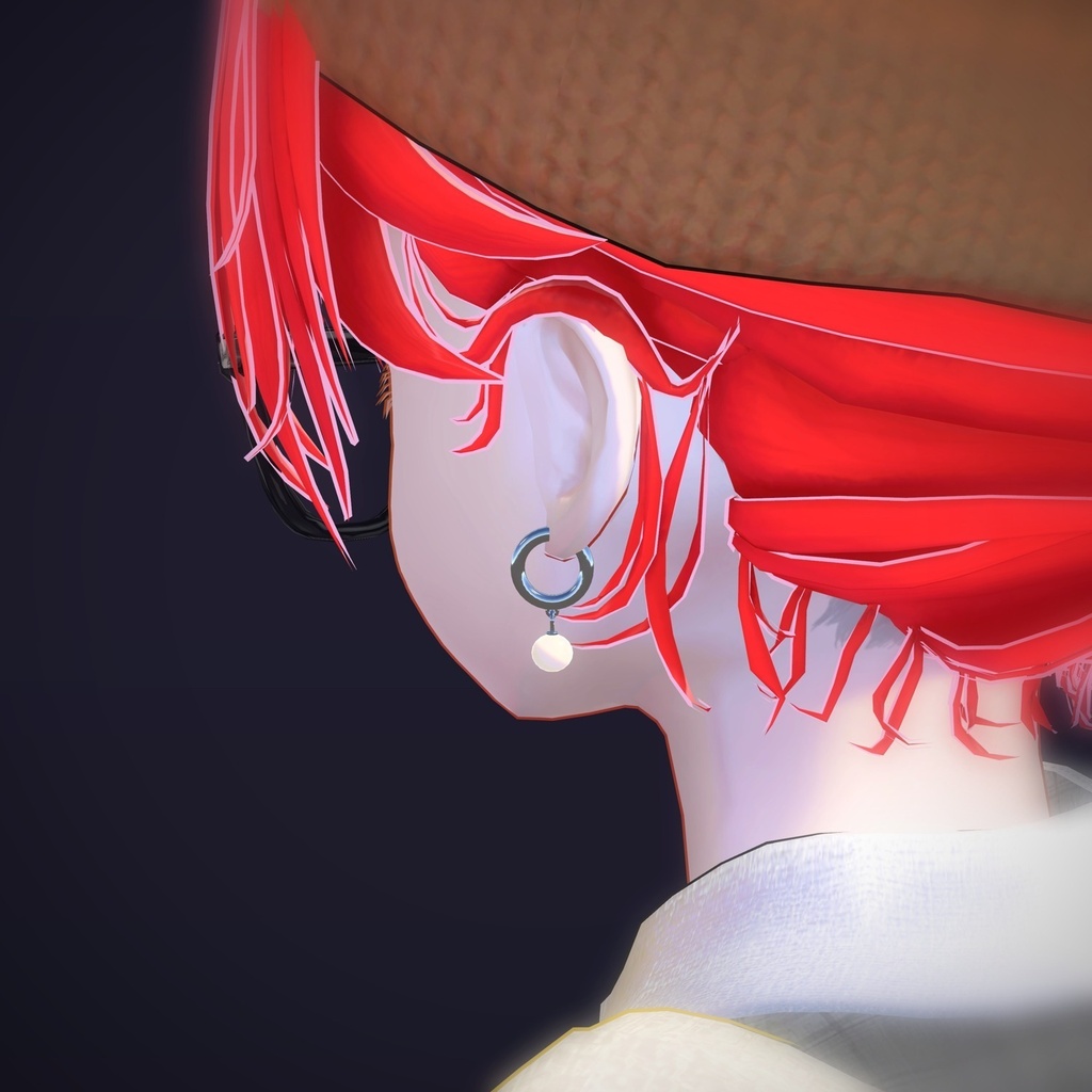 【VRChat向け】パール付きフギー ― Pearl Huggie Earring(13色 / Modular Avatar対応)