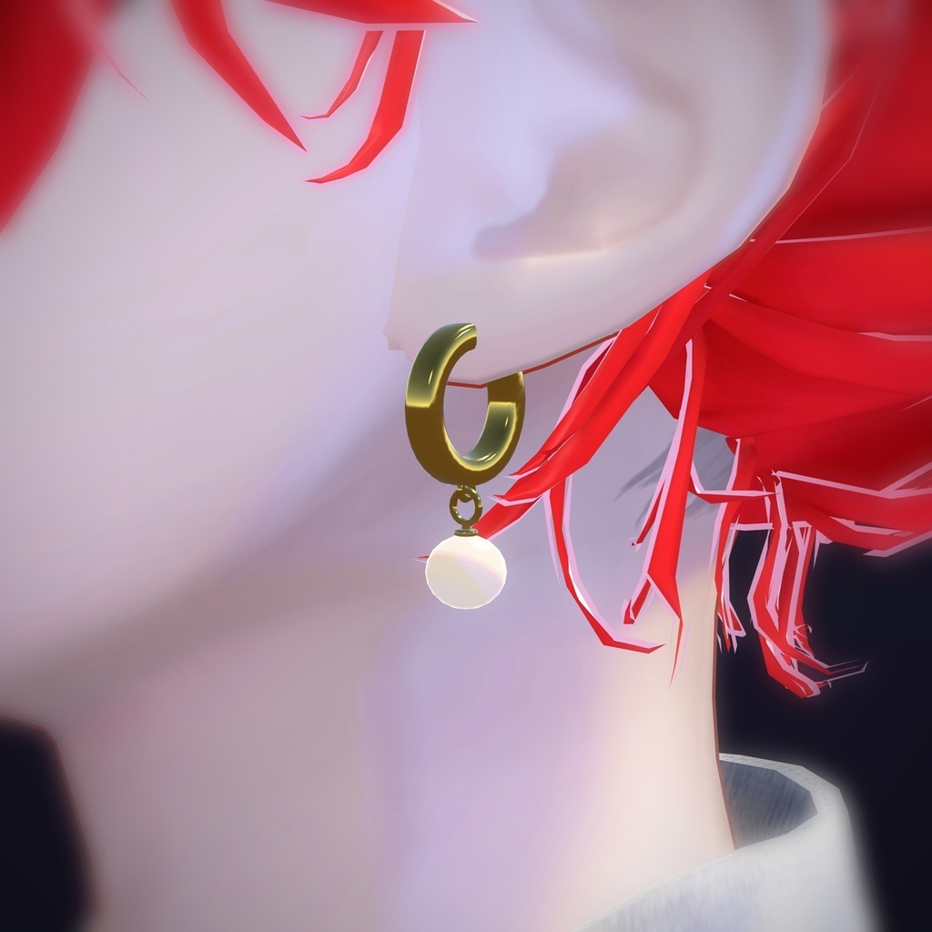 【VRChat向け】パール付きフギー ― Pearl Huggie Earring(13色 / Modular Avatar対応)