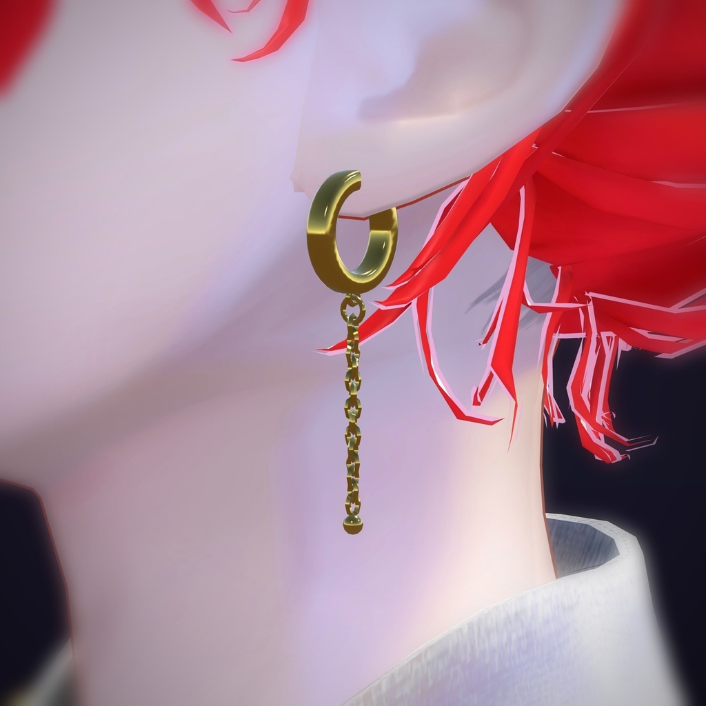 【VRChat向け】チェーン付きフギー ― Chain Huggie Earring(13色 / Modular Avatar対応)
