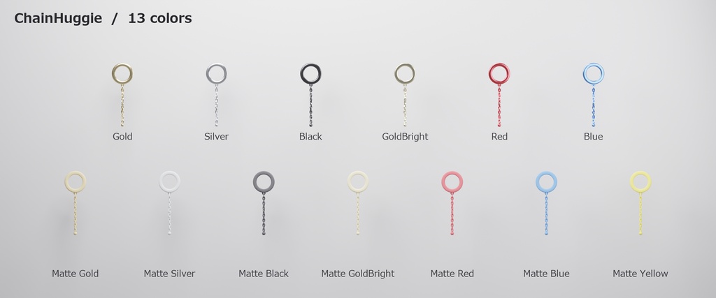 【VRChat向け】チェーン付きフギー ― Chain Huggie Earring(13色 / Modular Avatar対応)