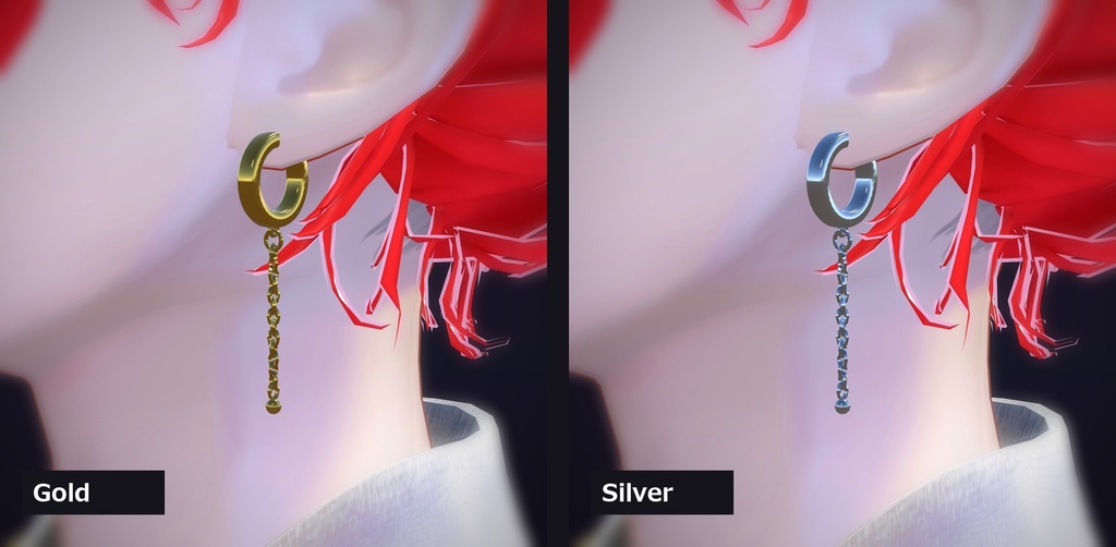 【VRChat向け】チェーン付きフギー ― Chain Huggie Earring(13色 / Modular Avatar対応)
