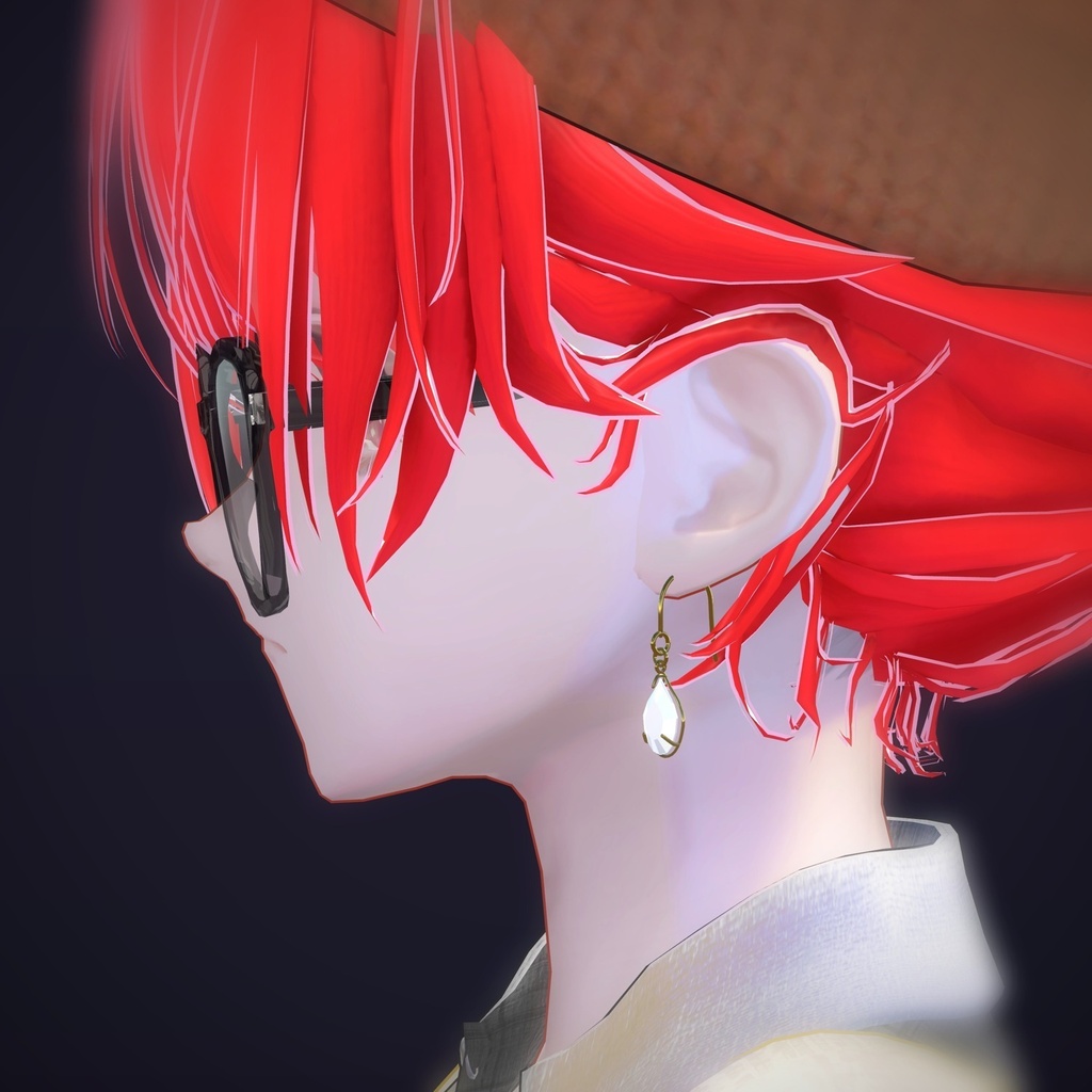 【VRChat向け】ティアドロップ ― Teardrop Stone Earring(13色 / Modular Avatar対応)