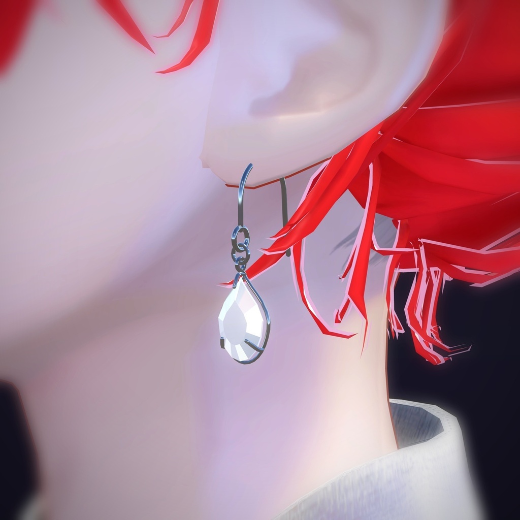 【VRChat向け】ティアドロップ ― Teardrop Stone Earring(13色 / Modular Avatar対応)