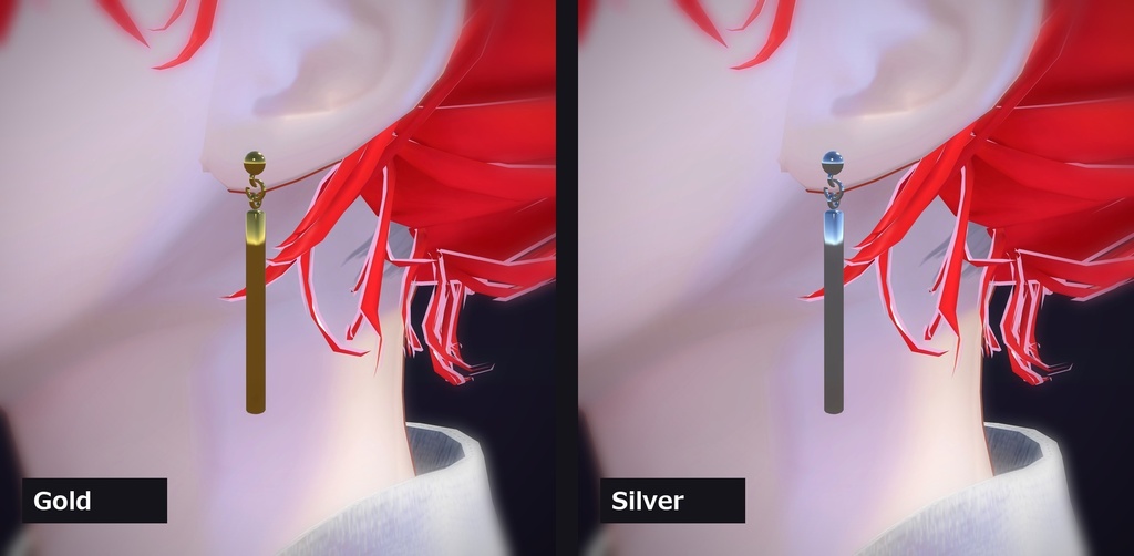 【VRChat向け】バードロップ ― Bar Drop Earring(13色 / Modular Avatar対応)