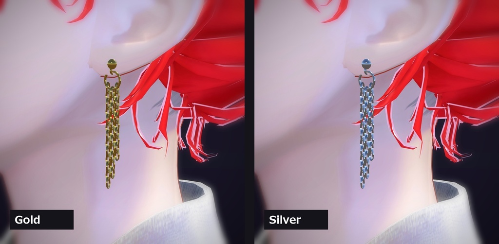 【VRChat向け】チェーンタッセル ― Chain Tassel Earring(13色 / Modular Avatar対応)