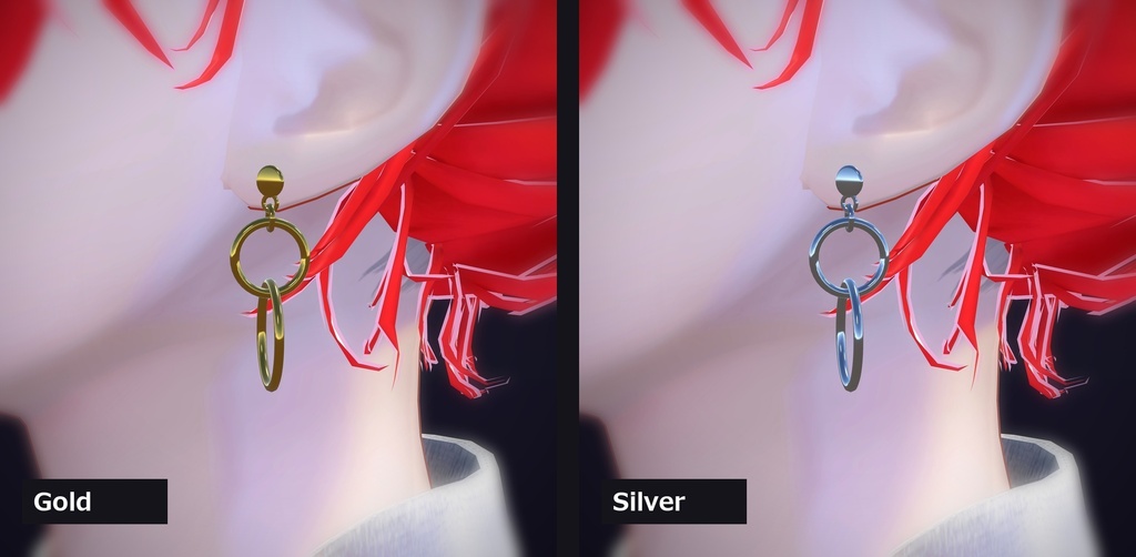 【VRChat向け】ダブルサークル ― Double Circle Earring(13色 / Modular Avatar対応)