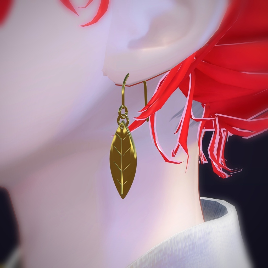 【VRChat向け】リーフ ― Leaf Drop Earring(13色 / Modular Avatar対応)
