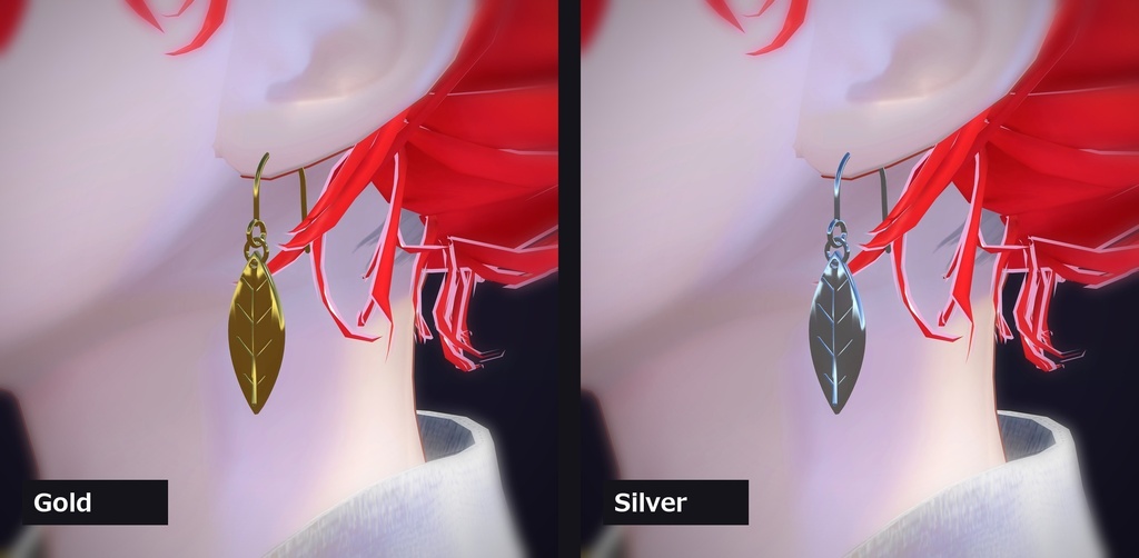 【VRChat向け】リーフ ― Leaf Drop Earring(13色 / Modular Avatar対応)