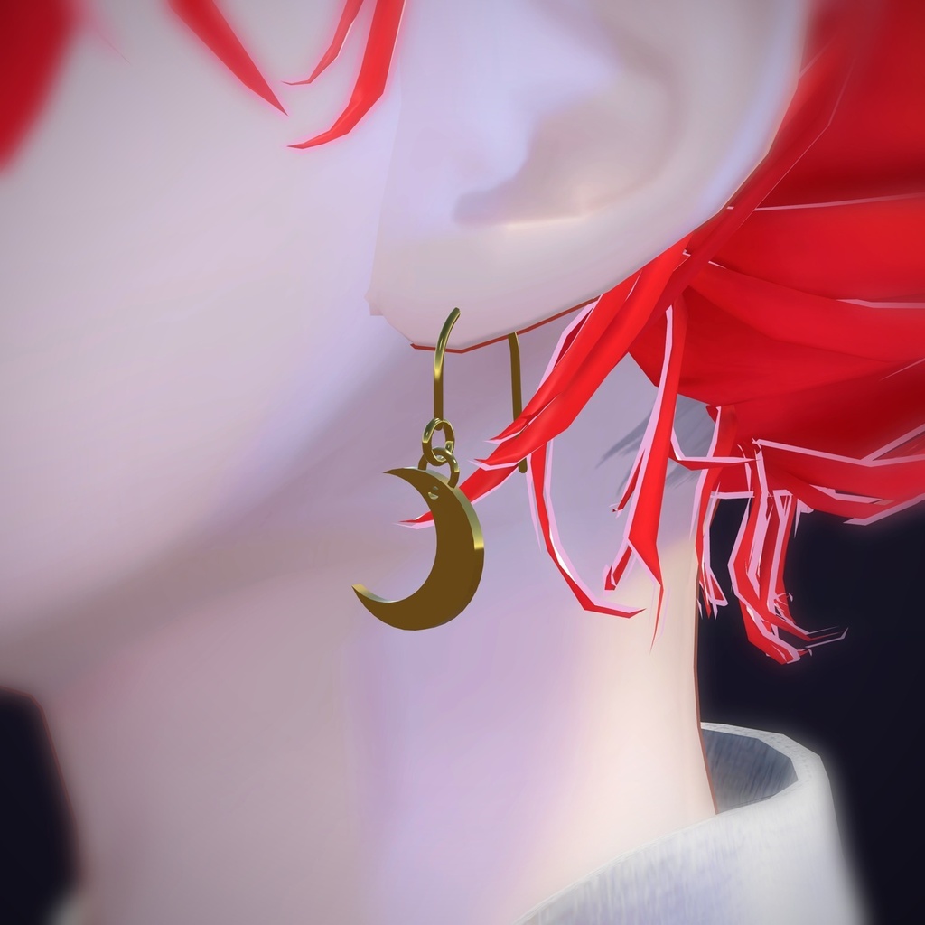 【VRChat向け】三日月 ― Crescent Moon Drop Earring(13色 / Modular Avatar対応)