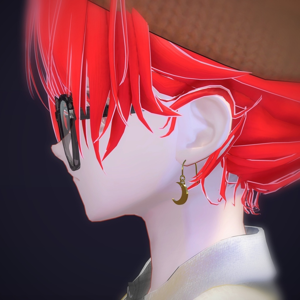 【VRChat向け】三日月 ― Crescent Moon Drop Earring(13色 / Modular Avatar対応)