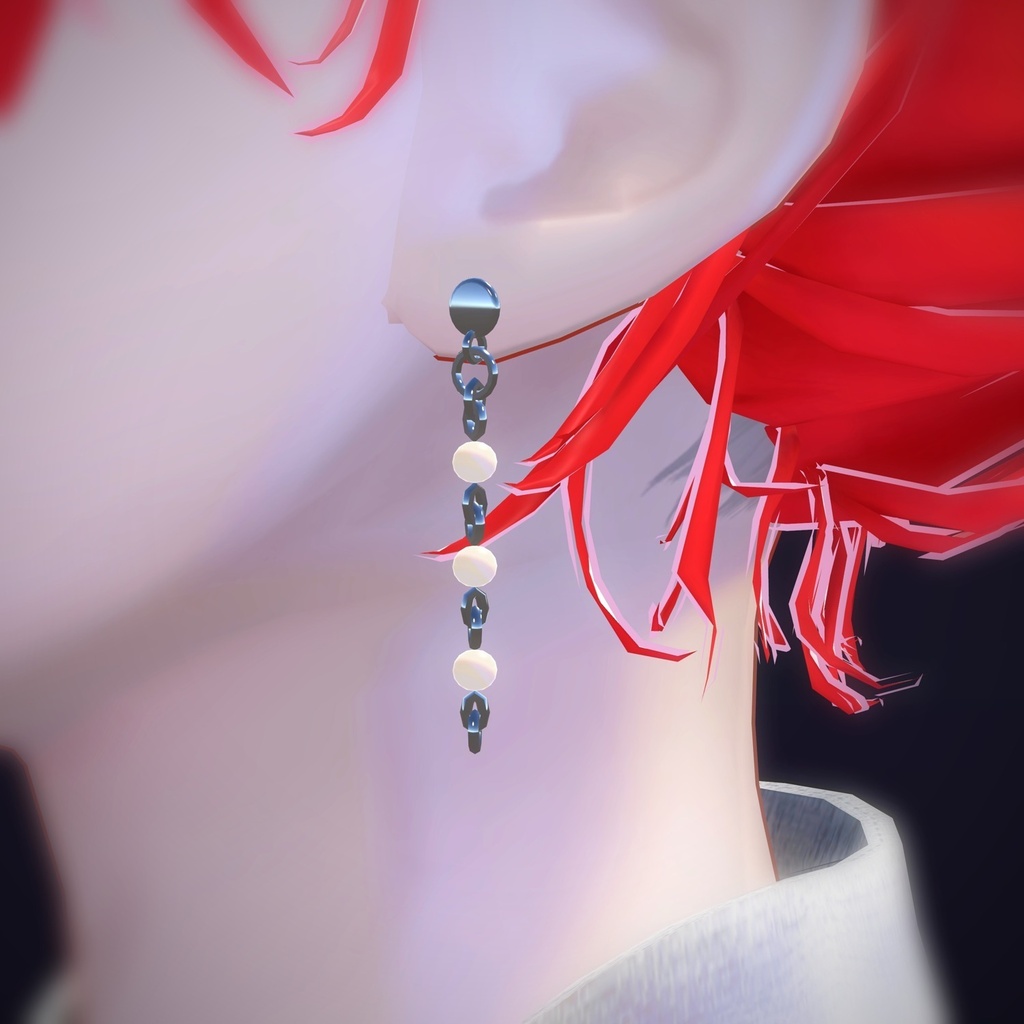 【VRChat向け】パールチェーン ― Pearl Chain Earring(13色 / Modular Avatar対応)