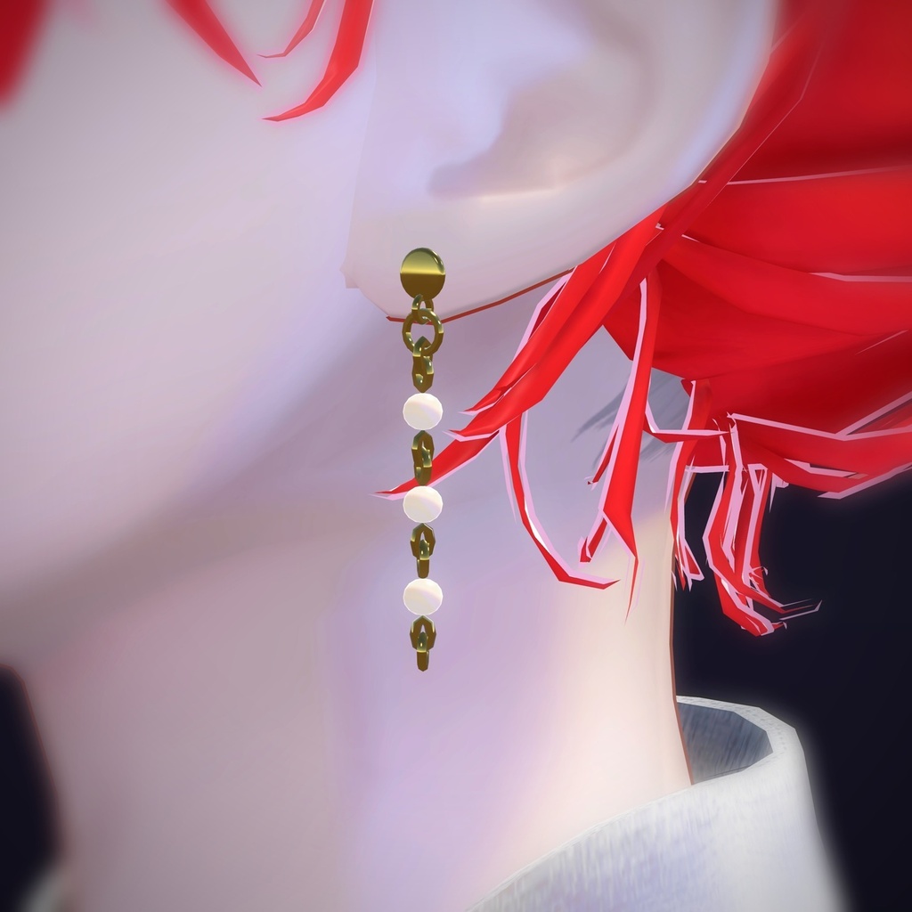【VRChat向け】パールチェーン ― Pearl Chain Earring(13色 / Modular Avatar対応)