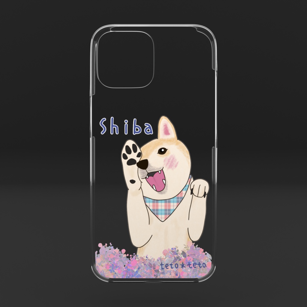招き柴犬さんiPhoneケース・クリア