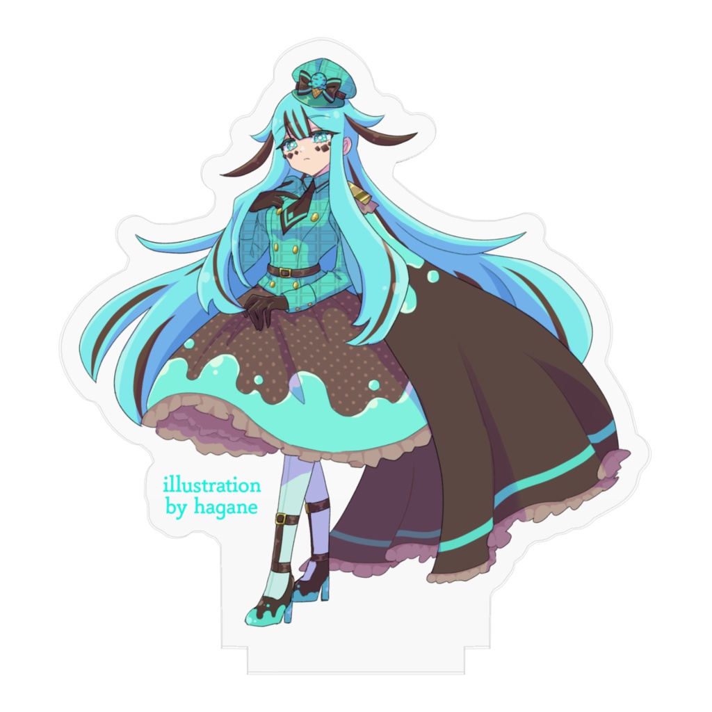 チョコミントアイスちゃん(軍服ロリィタver)アクリルフィギュア