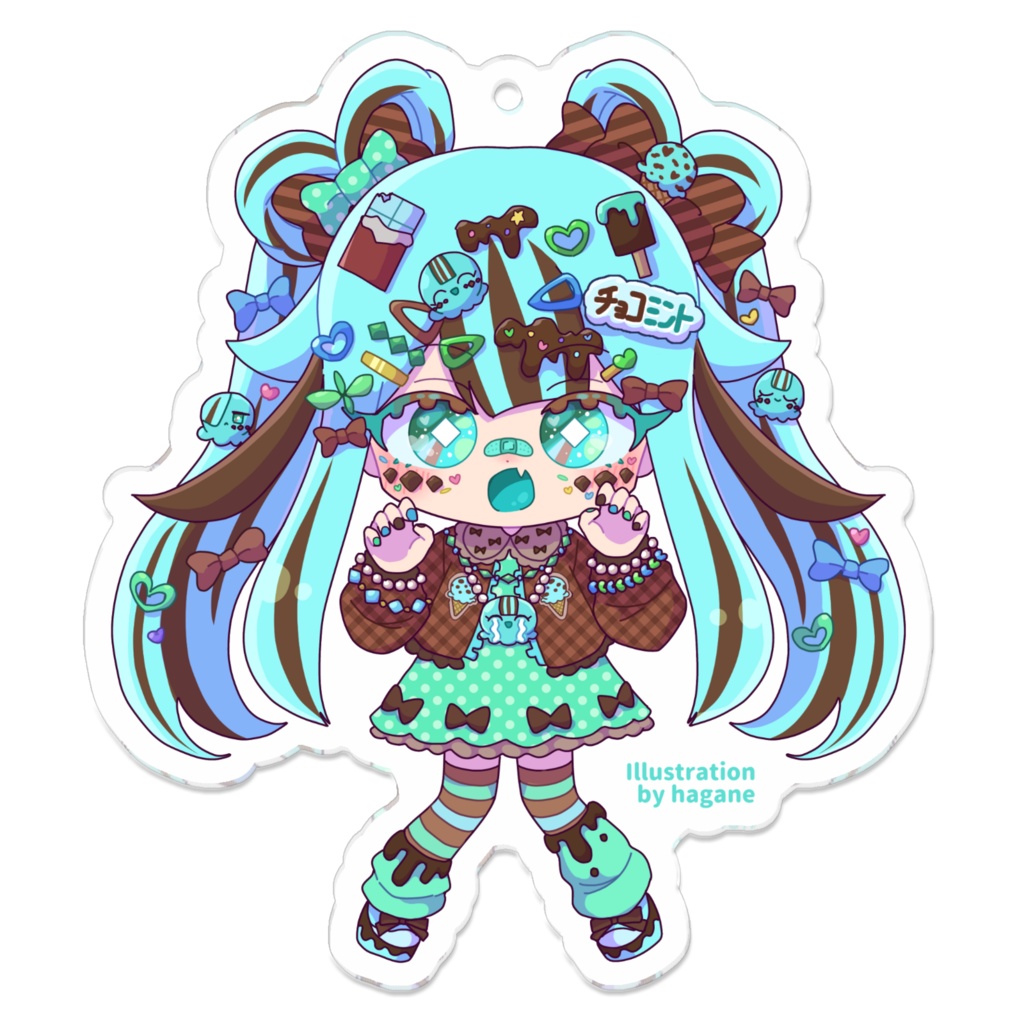 チョコミントアイスちゃん（デコラver）アクリルキーホルダー