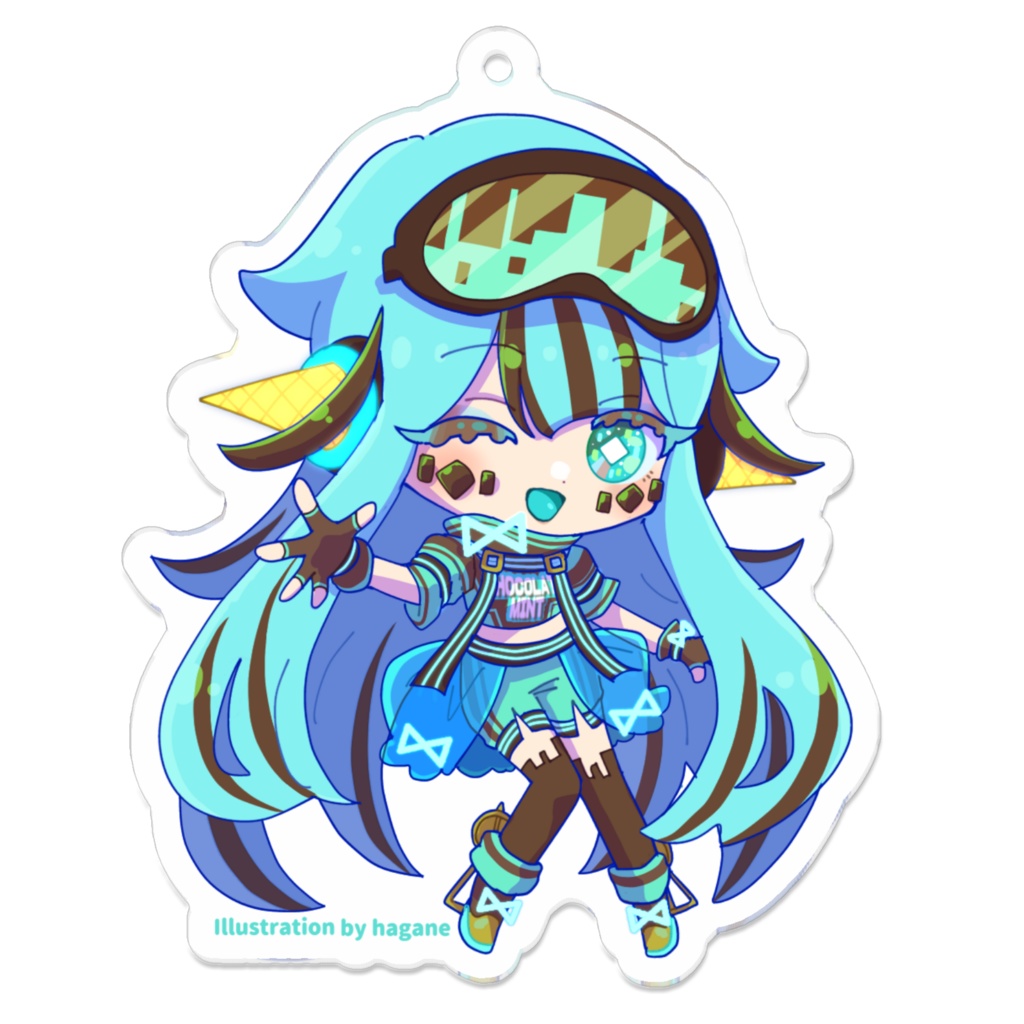 チョコミントアイスちゃん(サイバーver)アクリルキーホルダー
