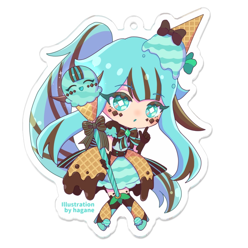 チョコミントアイスちゃん（コーン衣装ver）アクリルキーホルダー