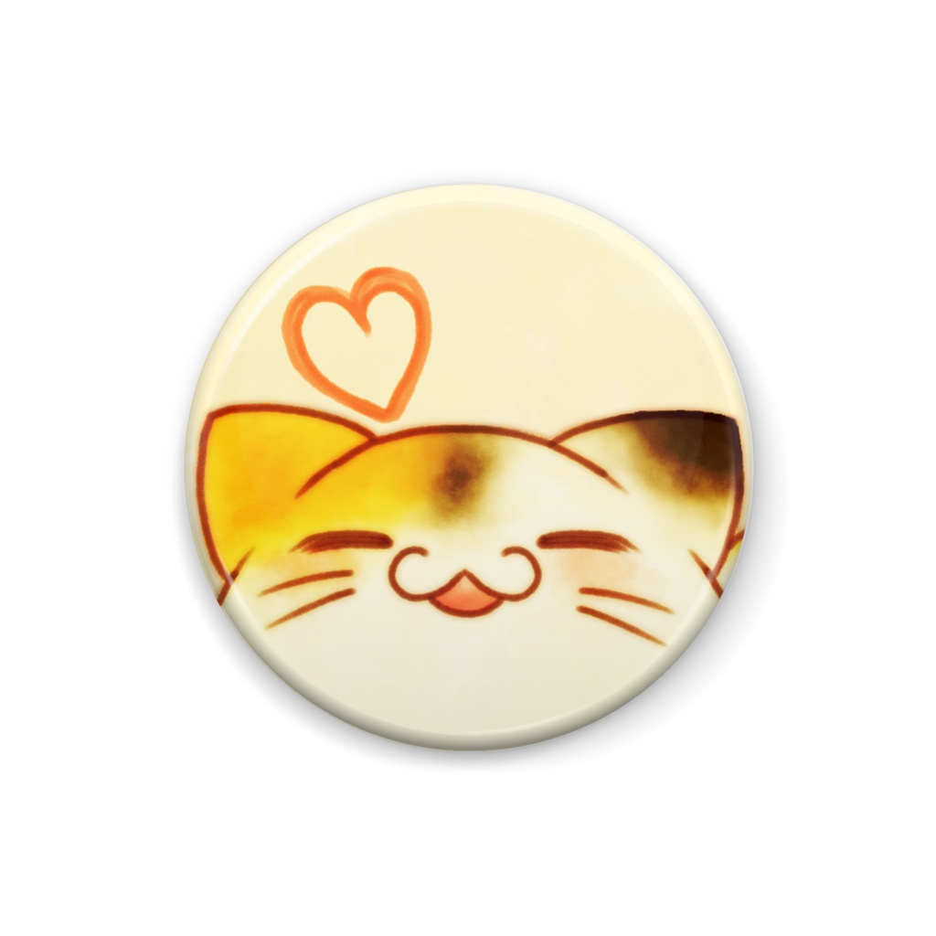 ばけねこのハート缶バッチ