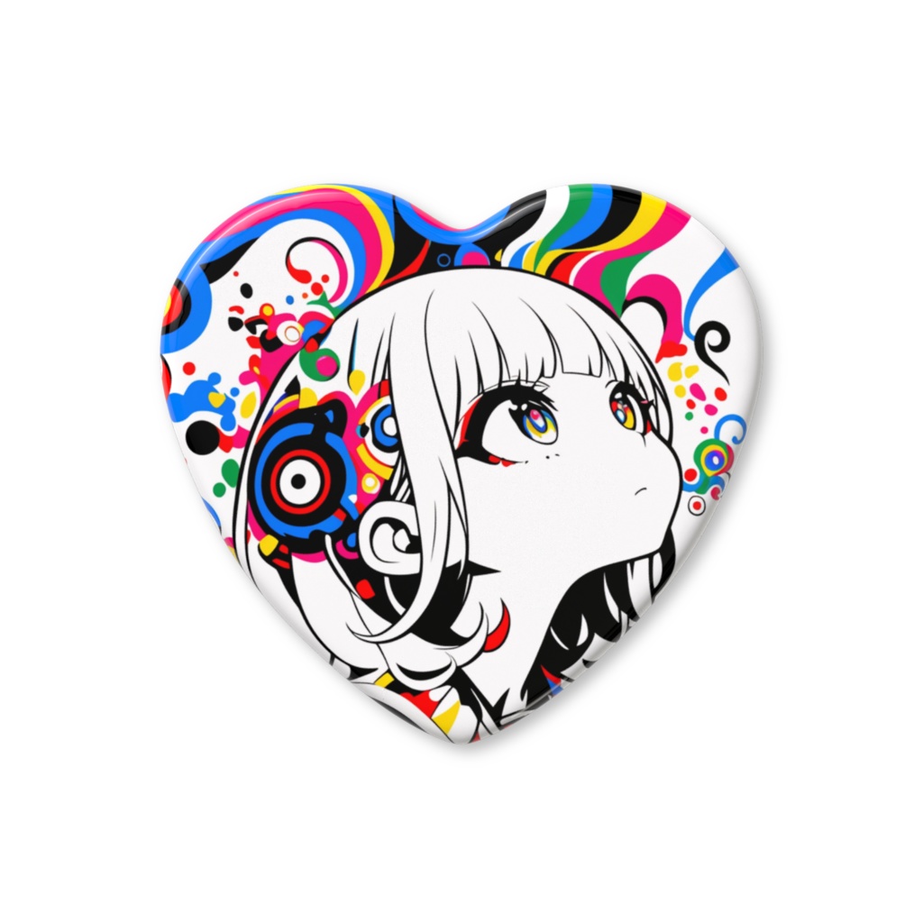 イロトリドリノセカイ　ハート型缶バッジ　
