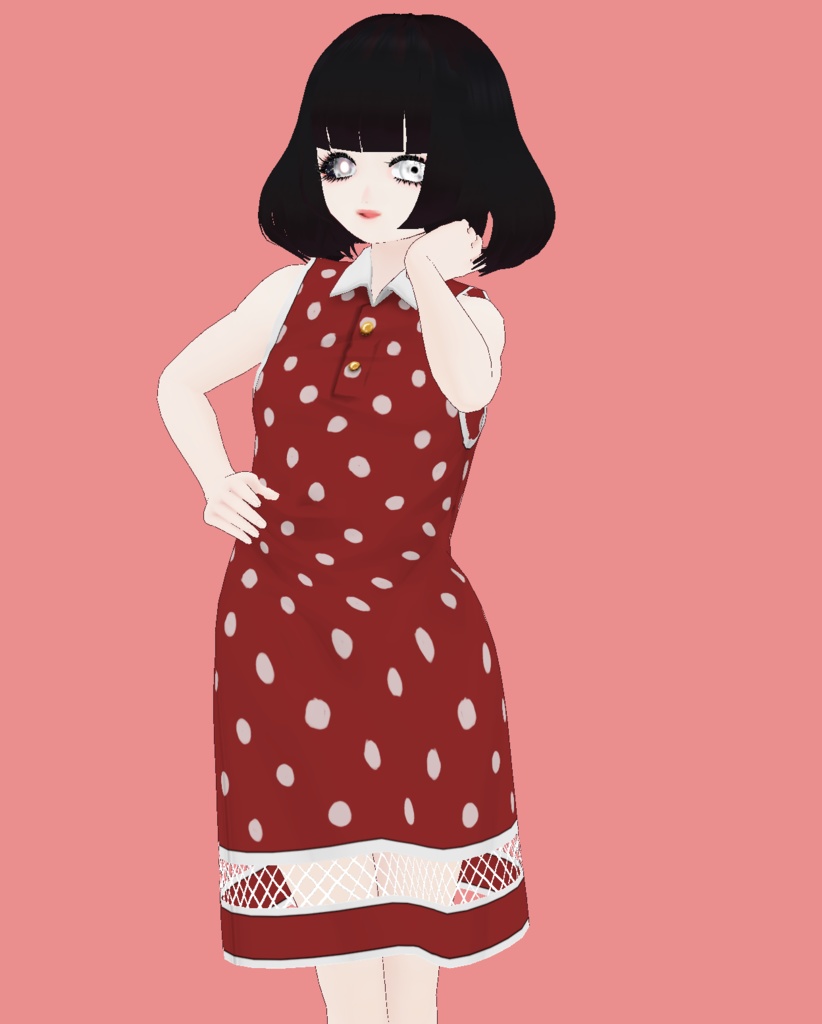 【無料配布】てがき水玉のレトロワンピース【Vroidβ版用】