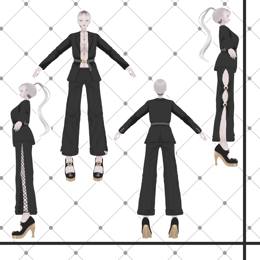 【Vroid正式版用衣装】ジャケット&チェーン セットアップスーツ