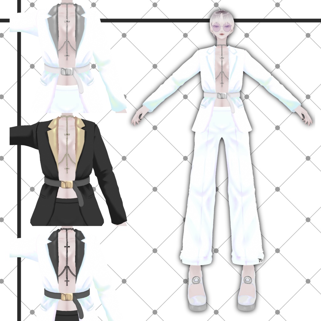 【Vroid正式版用衣装】ジャケット&チェーン セットアップスーツ