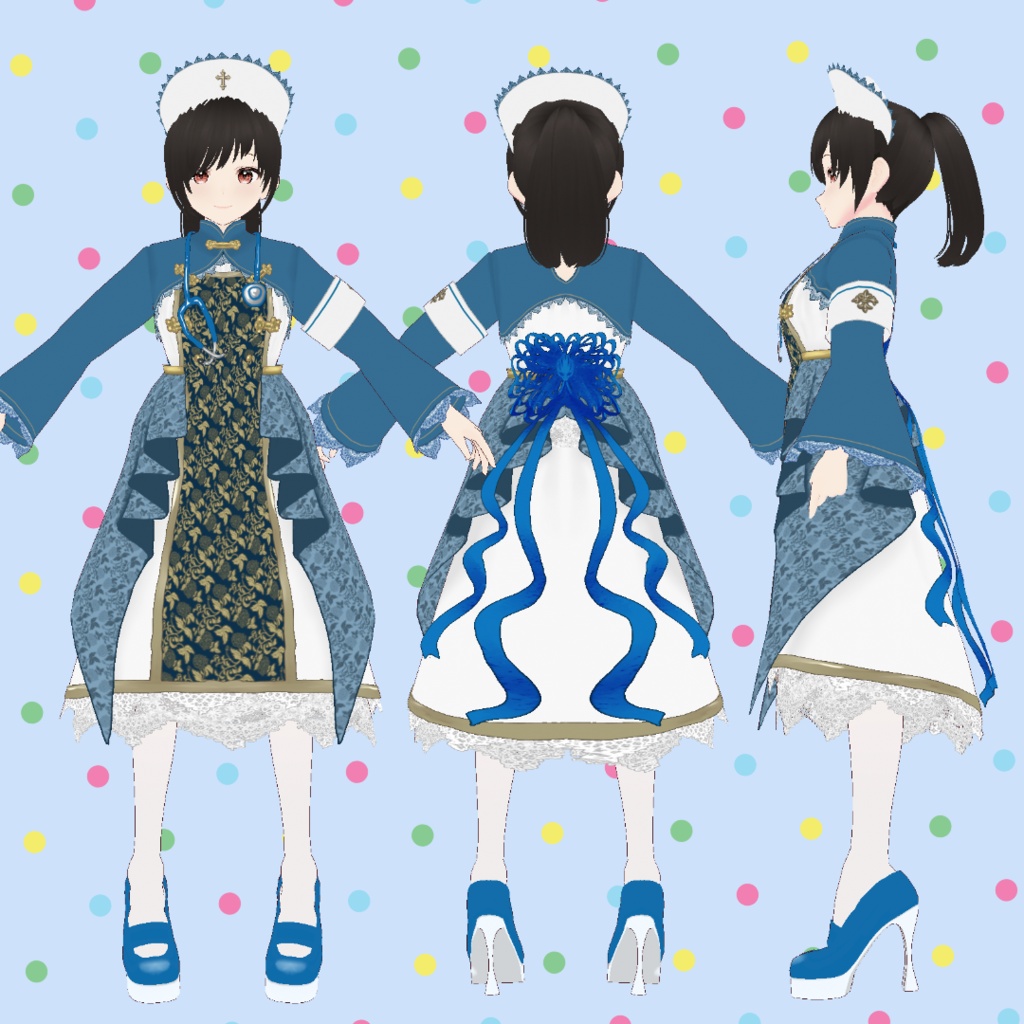 【無料】ブルーチャイナナース【VRoid用カスタムアイテム】