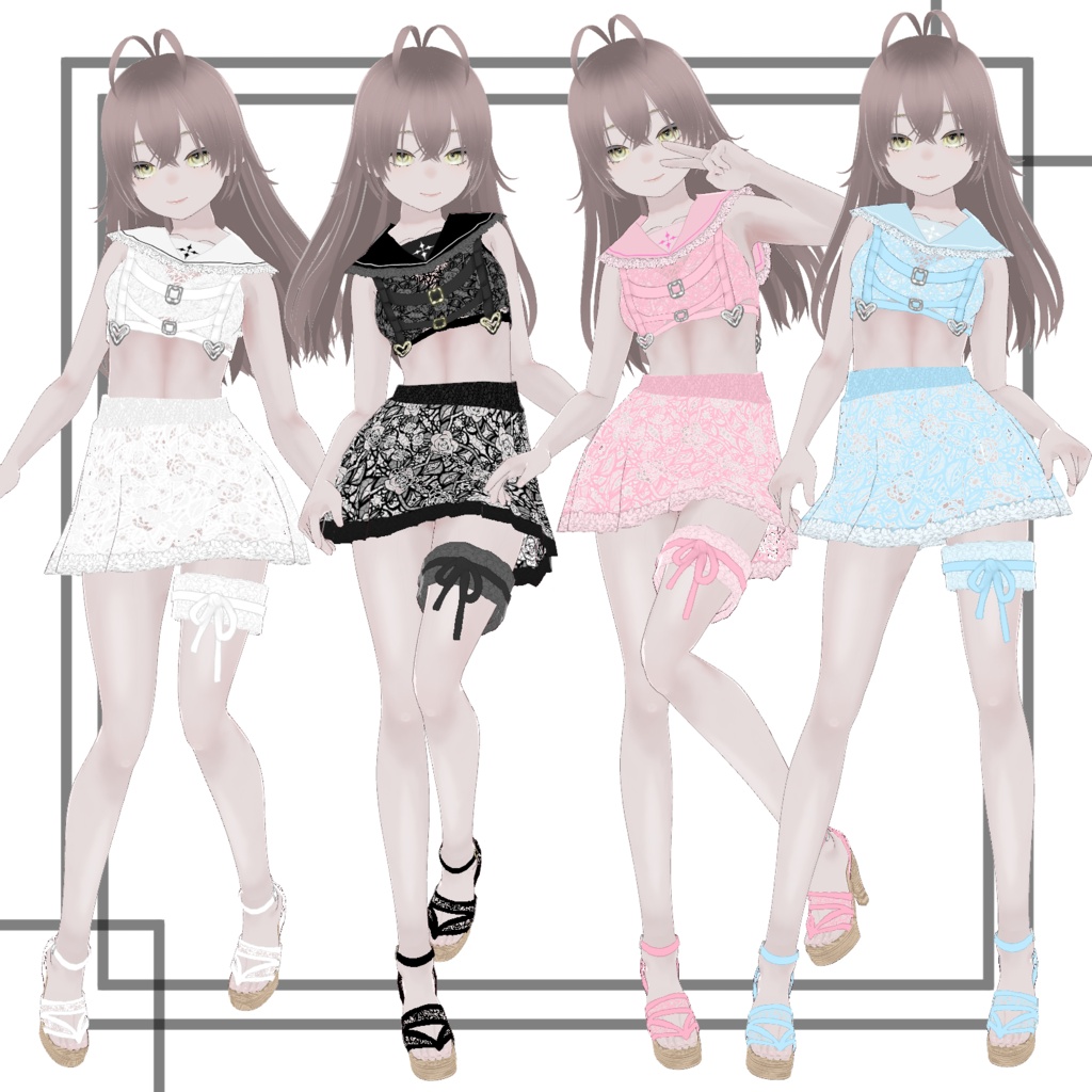 【Vroid用カスタムアイテム】セーラー水着【衣装】