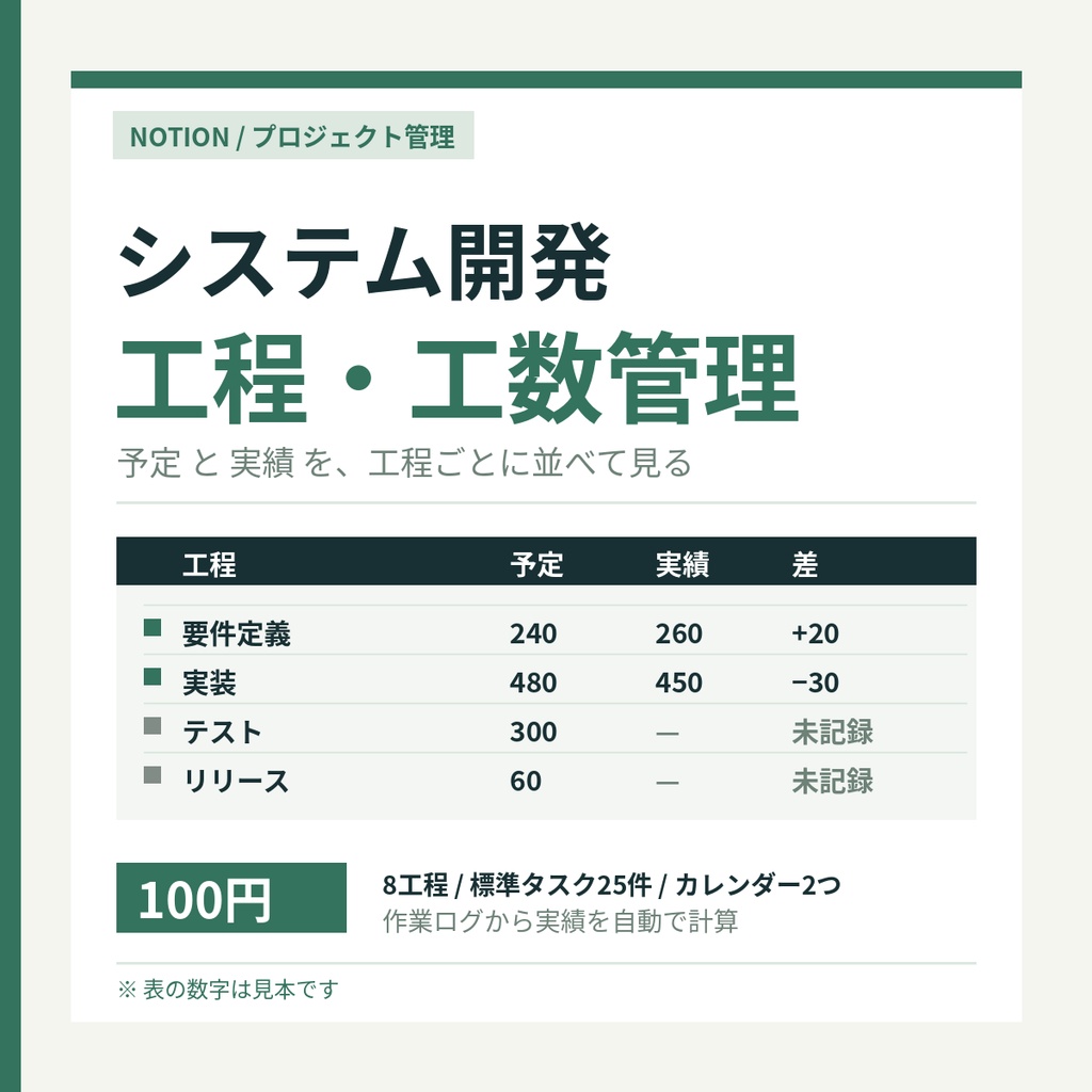 システム開発 工程・工数管理|Notionテンプレート