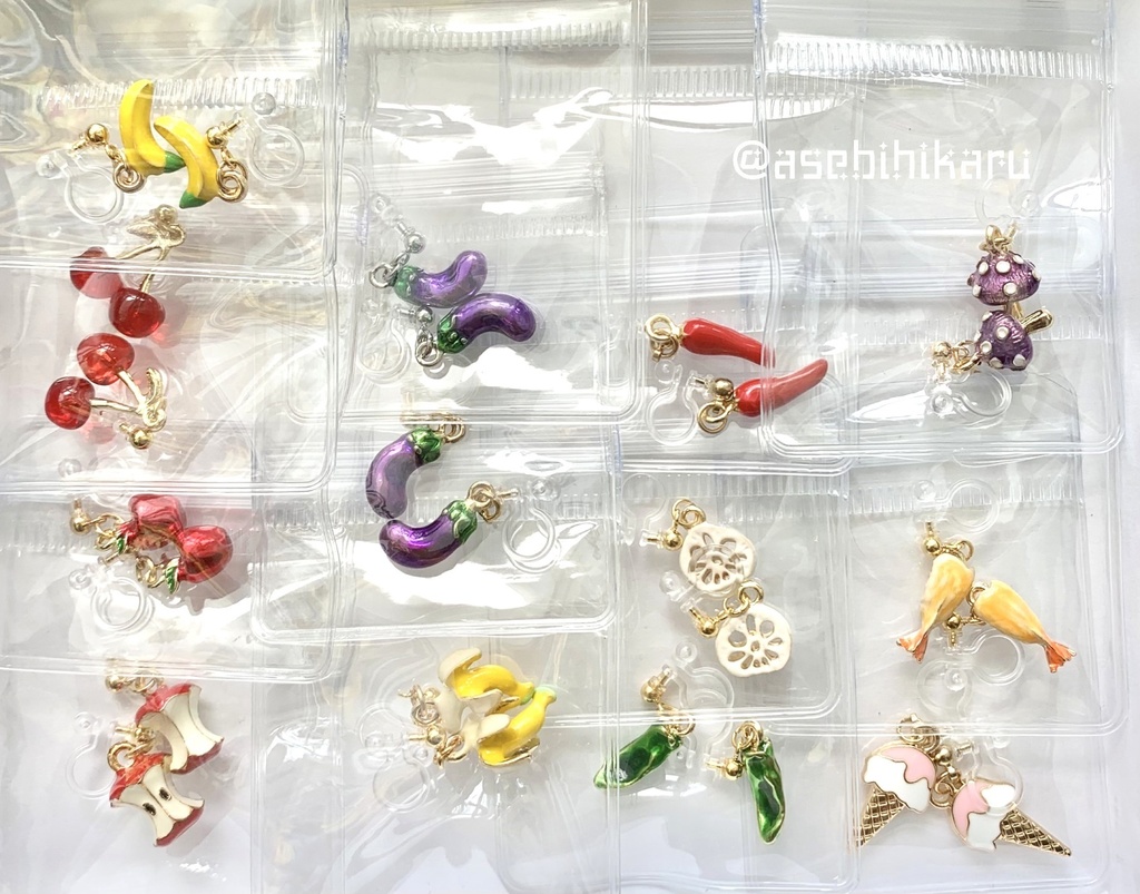 食べ物系のチャーム☆ノンホールピアス