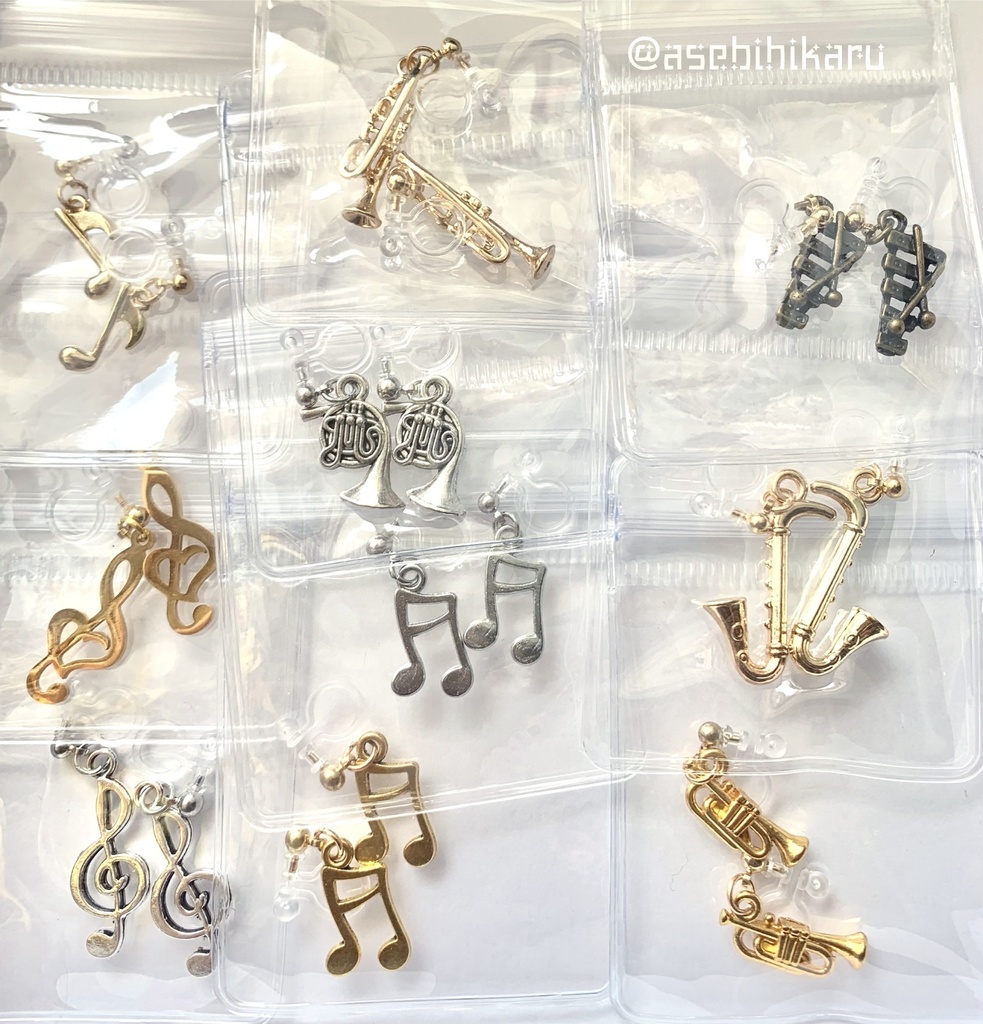 音楽系チャーム☆ノンホールピアス