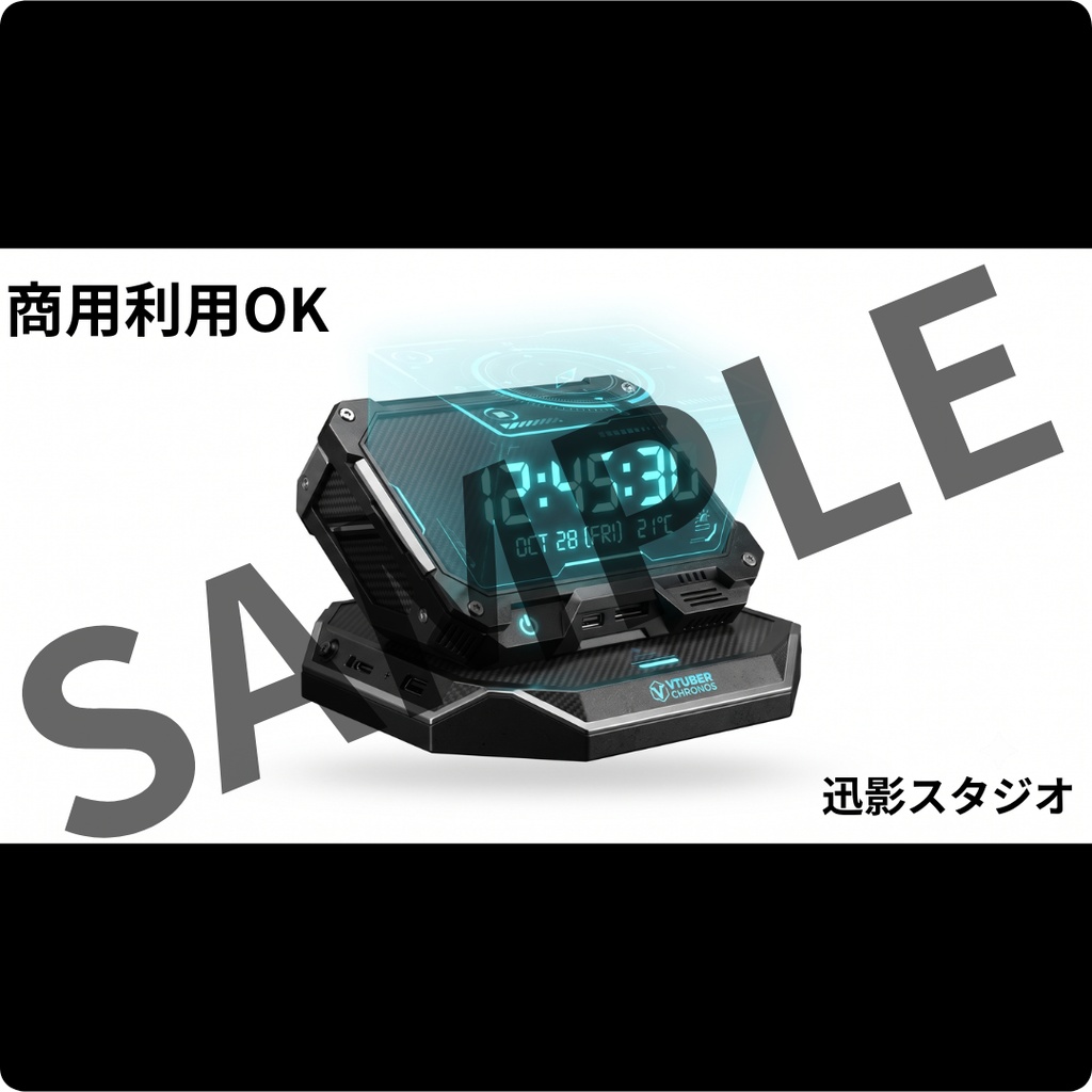 【商用利用OK】マットブラック×サイバーパンク 配信デスク素材35点セット|VTuber向け透過PNG