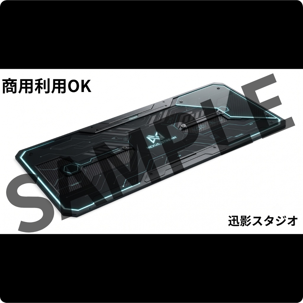 【商用利用OK】マットブラック×サイバーパンク 配信デスク素材35点セット|VTuber向け透過PNG