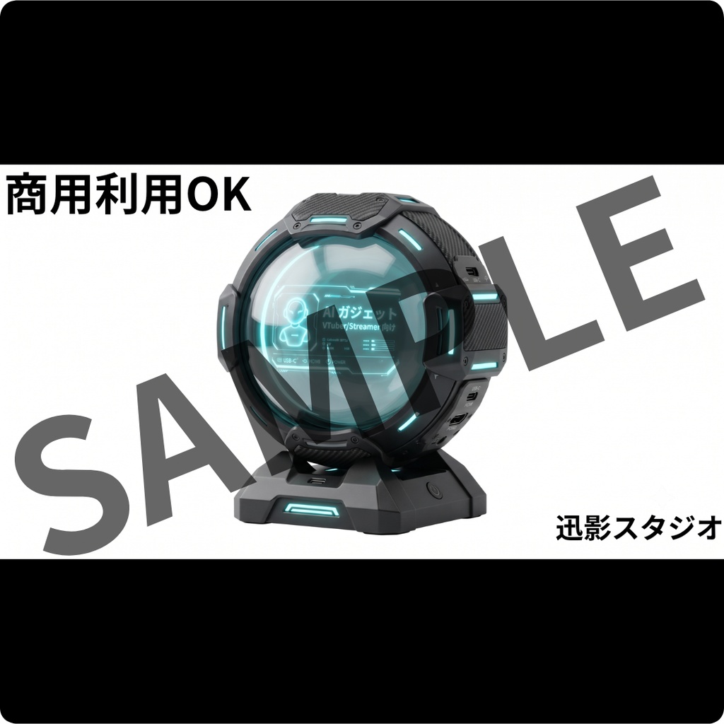【商用利用OK】マットブラック×サイバーパンク 配信デスク素材35点セット|VTuber向け透過PNG