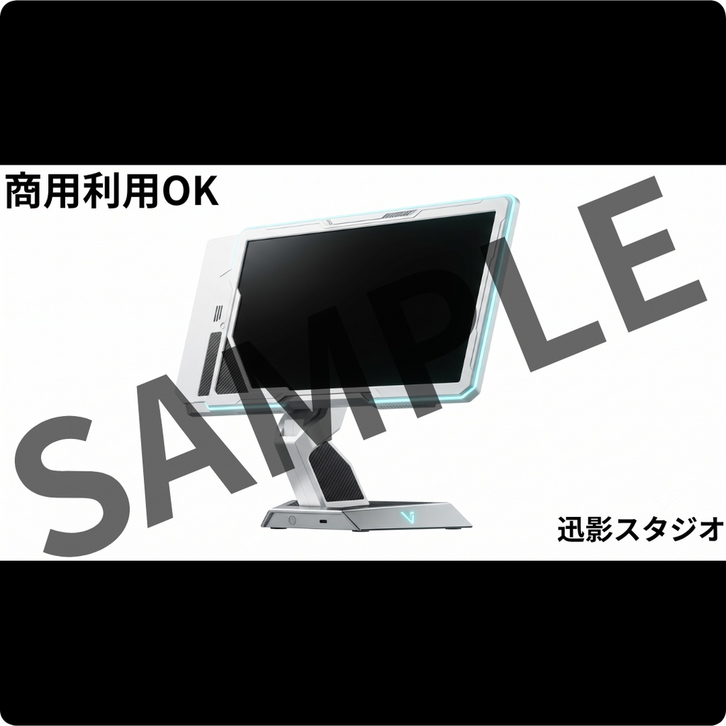 【配信素材35点 Vol.2】ホワイト×サイバーパンク デスク小物セット|VTuber・OBS対応・透過PNG