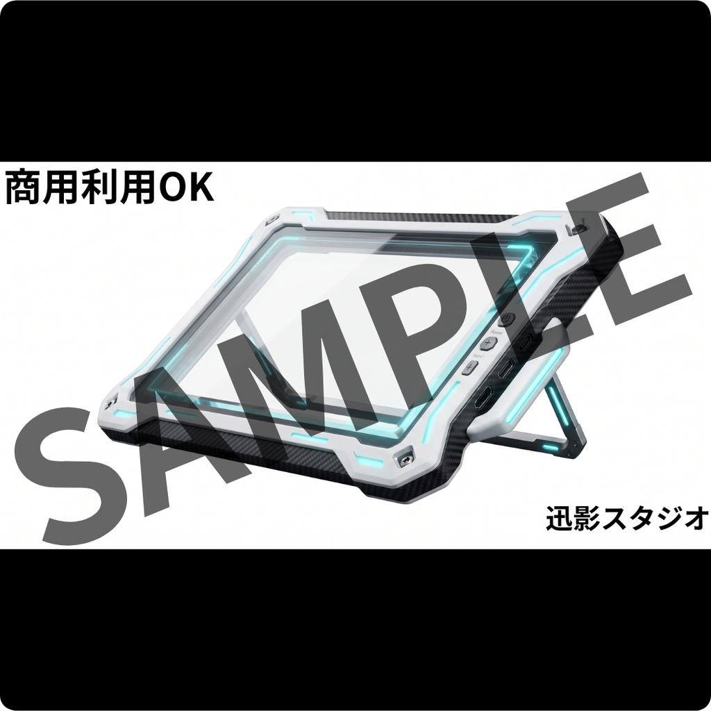 【配信素材35点 Vol.2】ホワイト×サイバーパンク デスク小物セット|VTuber・OBS対応・透過PNG
