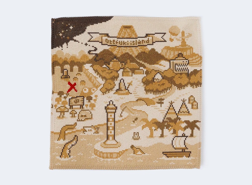 宝の地図ハンカチ（×が刺繍！）Embroidered Treasure Map Towel