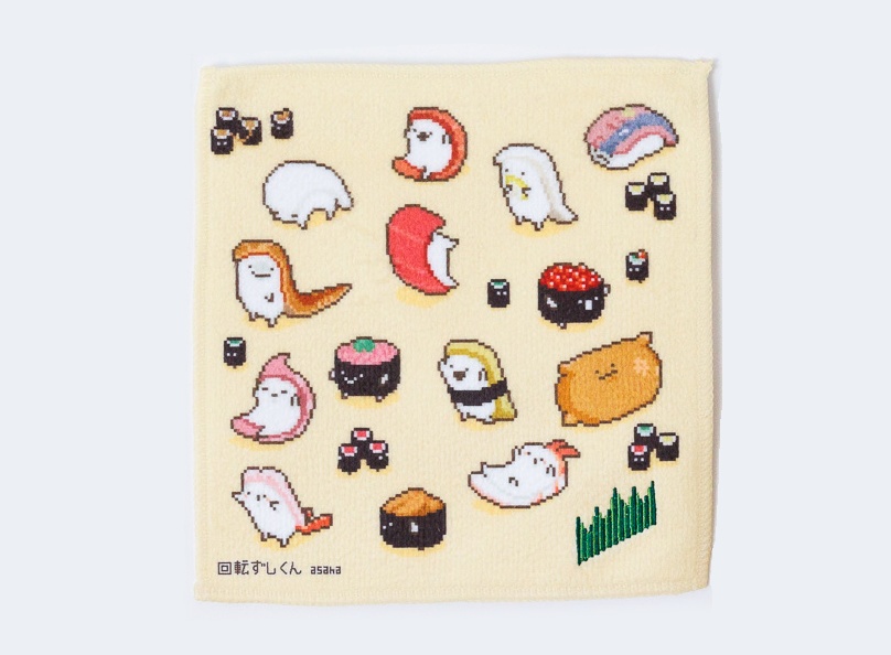 回転ずしくんタオル(バランが刺繍！) Kaiten-zushi-kun Embroidered Towel