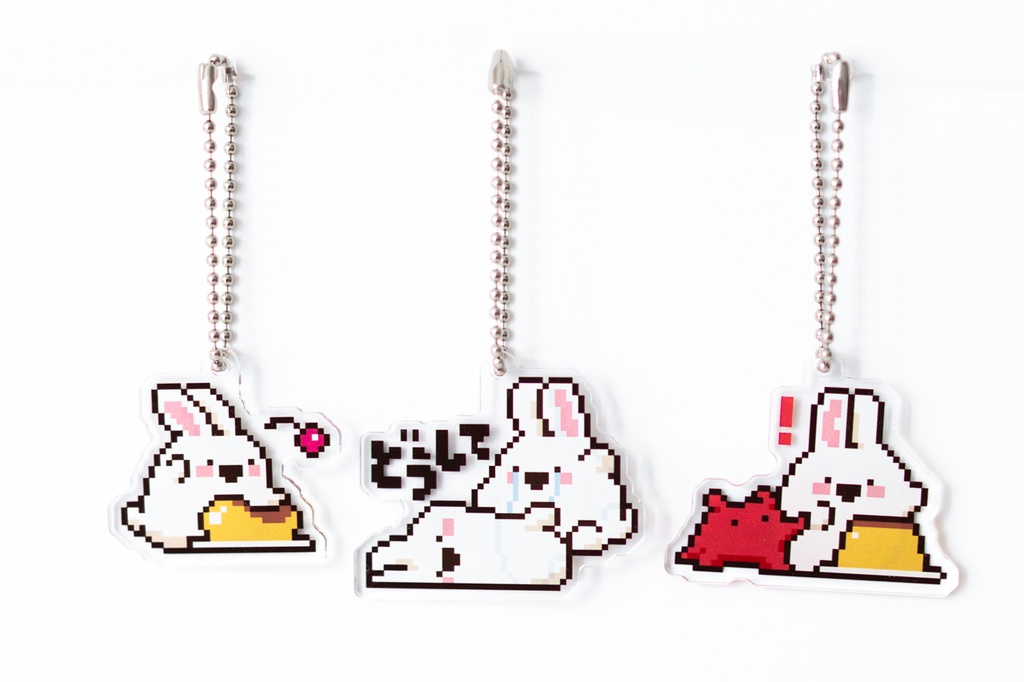 ドコドコうさぎ両面プリントアクリルキーホルダー - Acrylic key ring