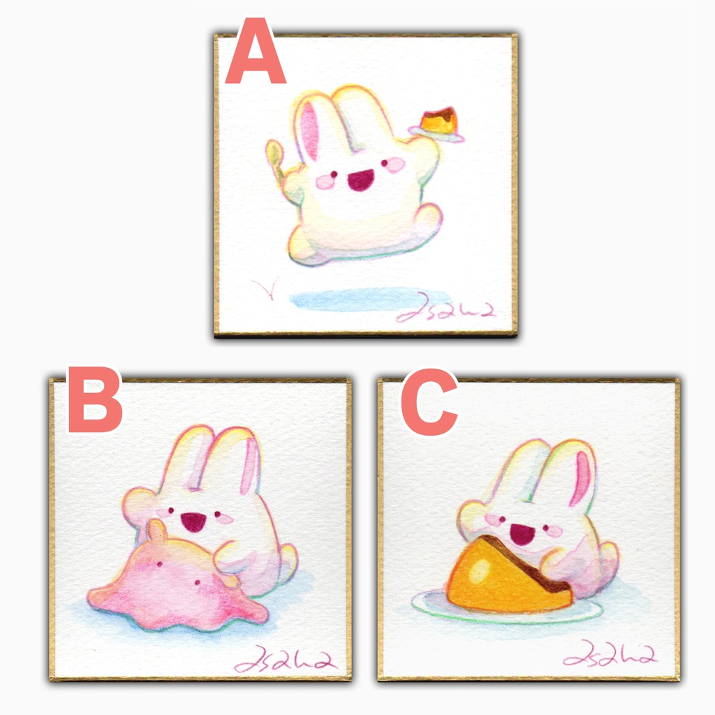 【完売】(豆色紙/原画)ドコドコうさぎ