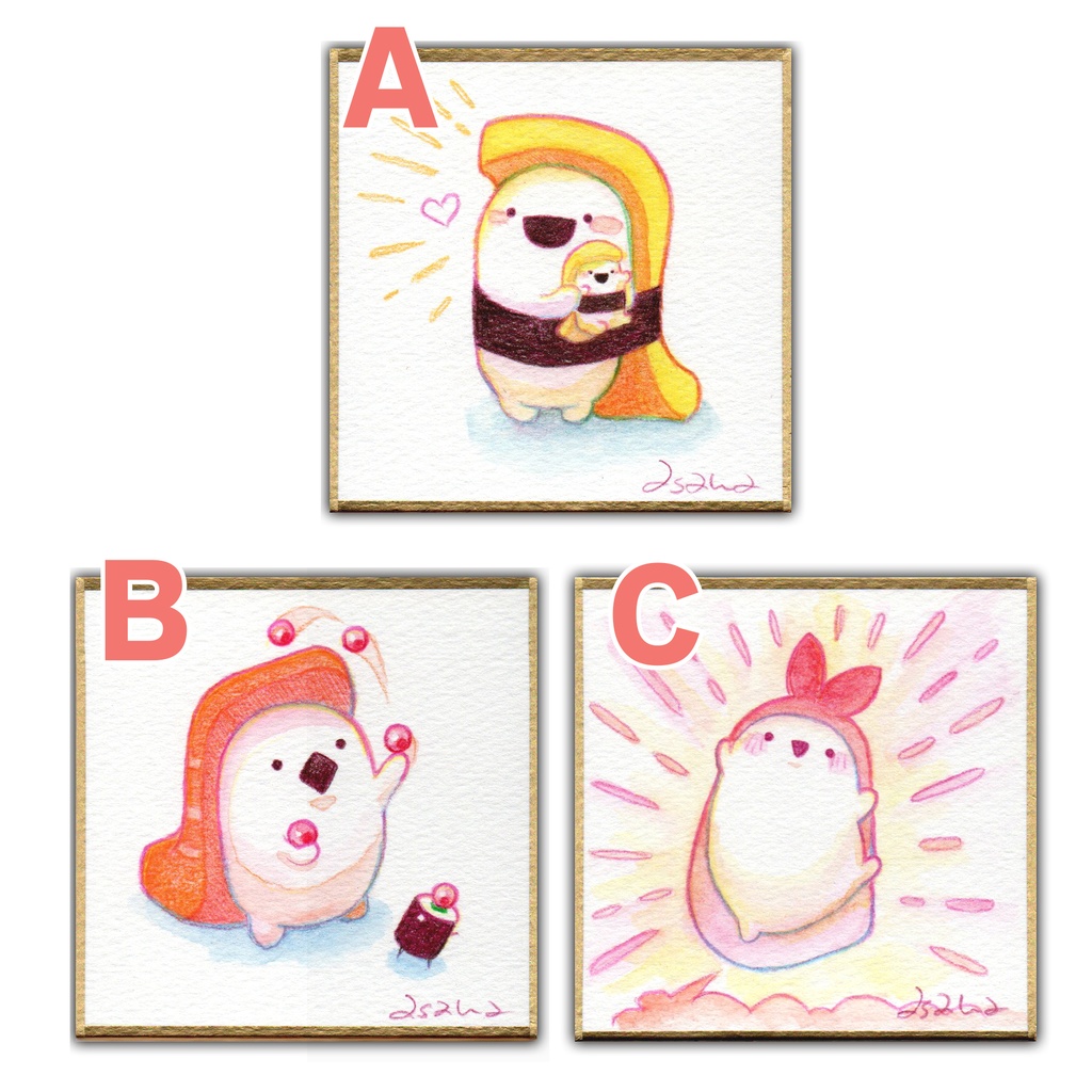 【完売】(豆色紙/原画)回転ずしくん